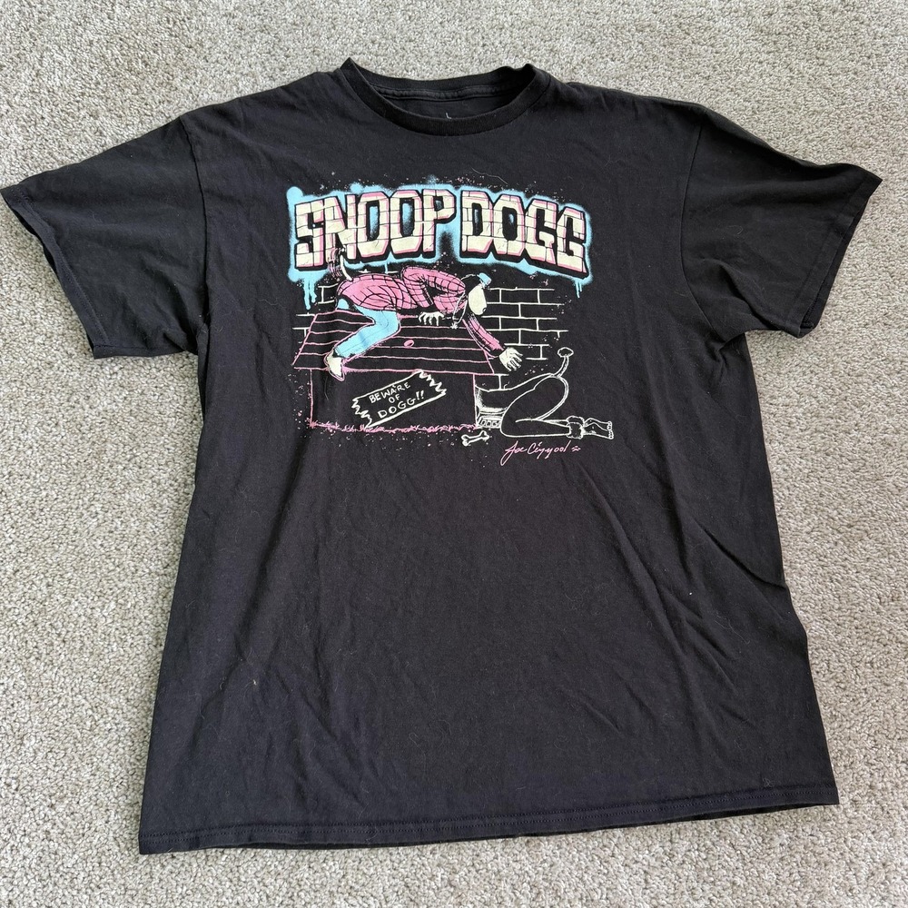 Joe Cool Snoop Dogg Beware Of Dogg Shirt Mens Large Black Rap Tee T-Shirt